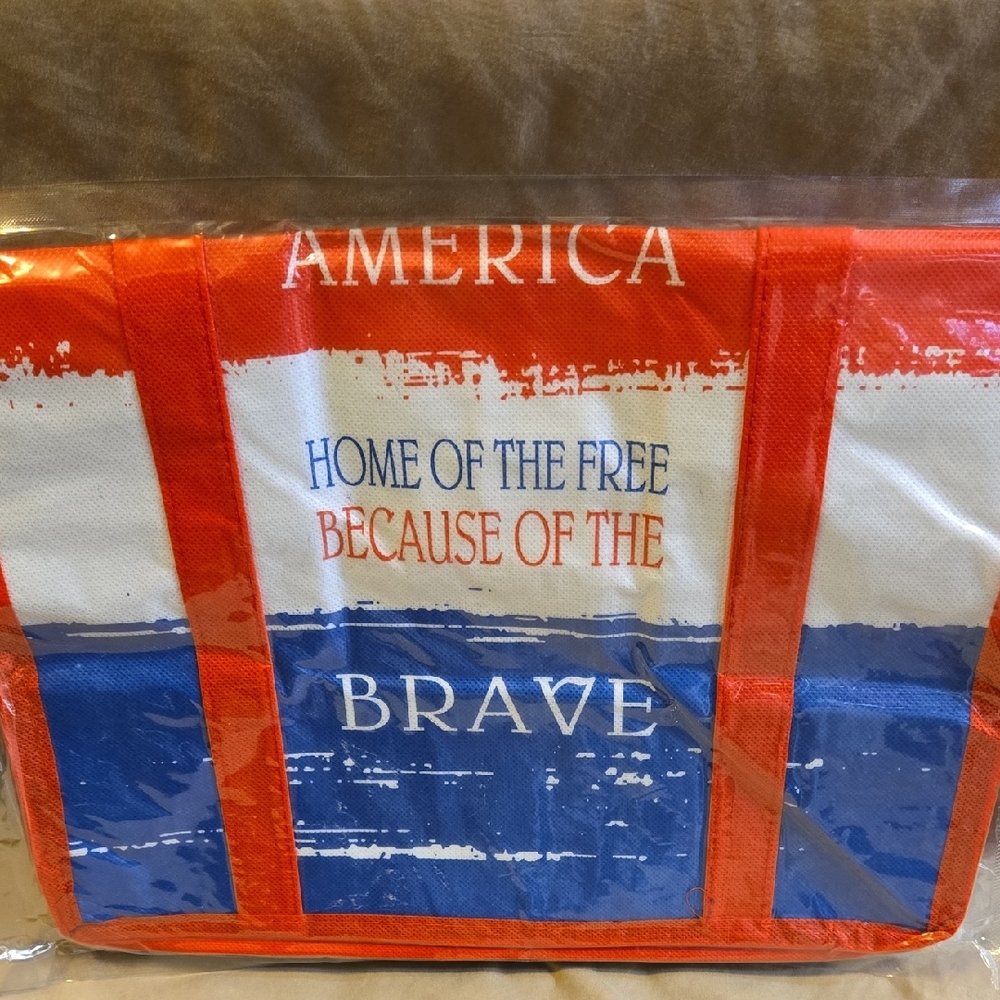Patriotic Tote Bag with Red and Blue Stripes NWOT